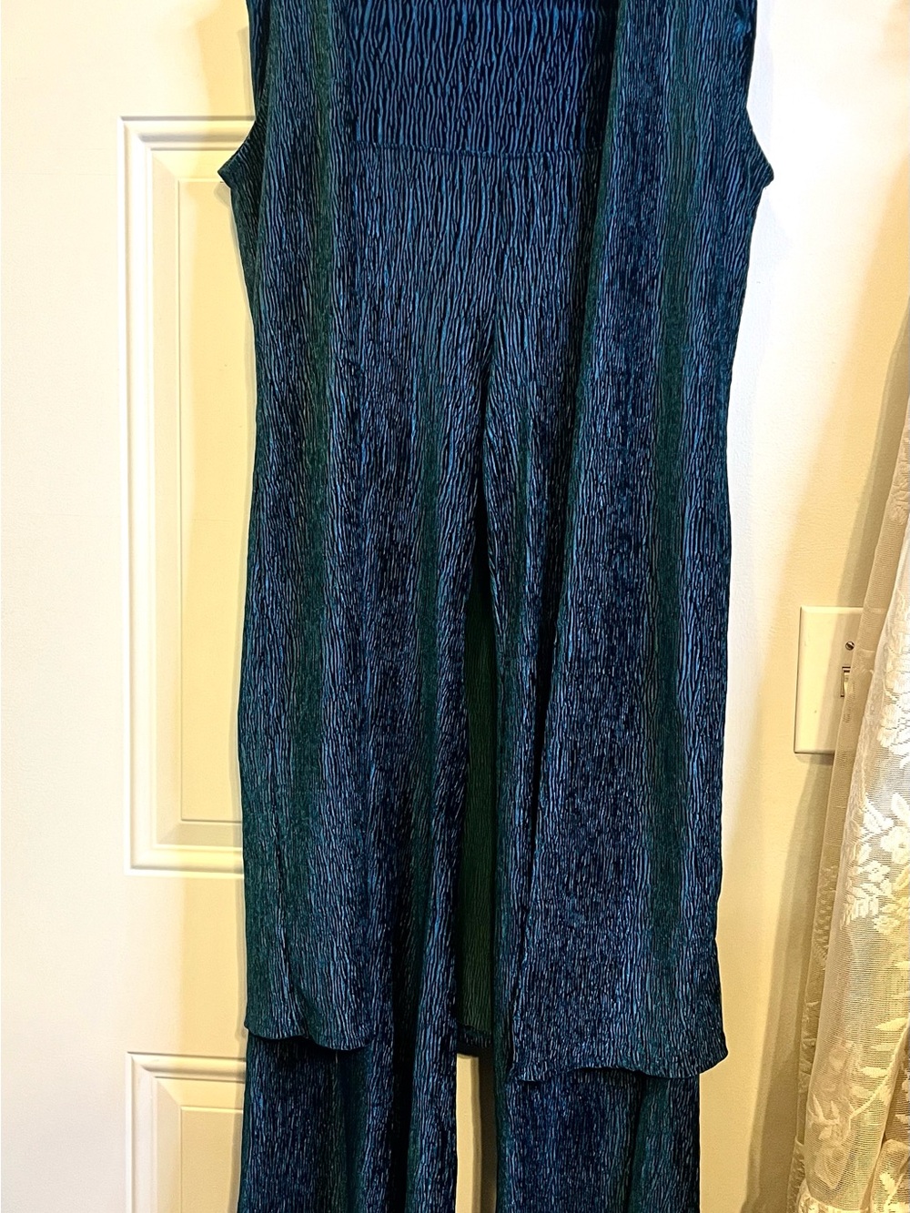 EARTHBOUND XL Velvet-Look Teal 2pc Set Vest & Flare Leg Pants